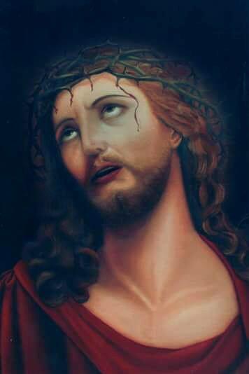 Pintura al óleo de Cristo con corona de espinas