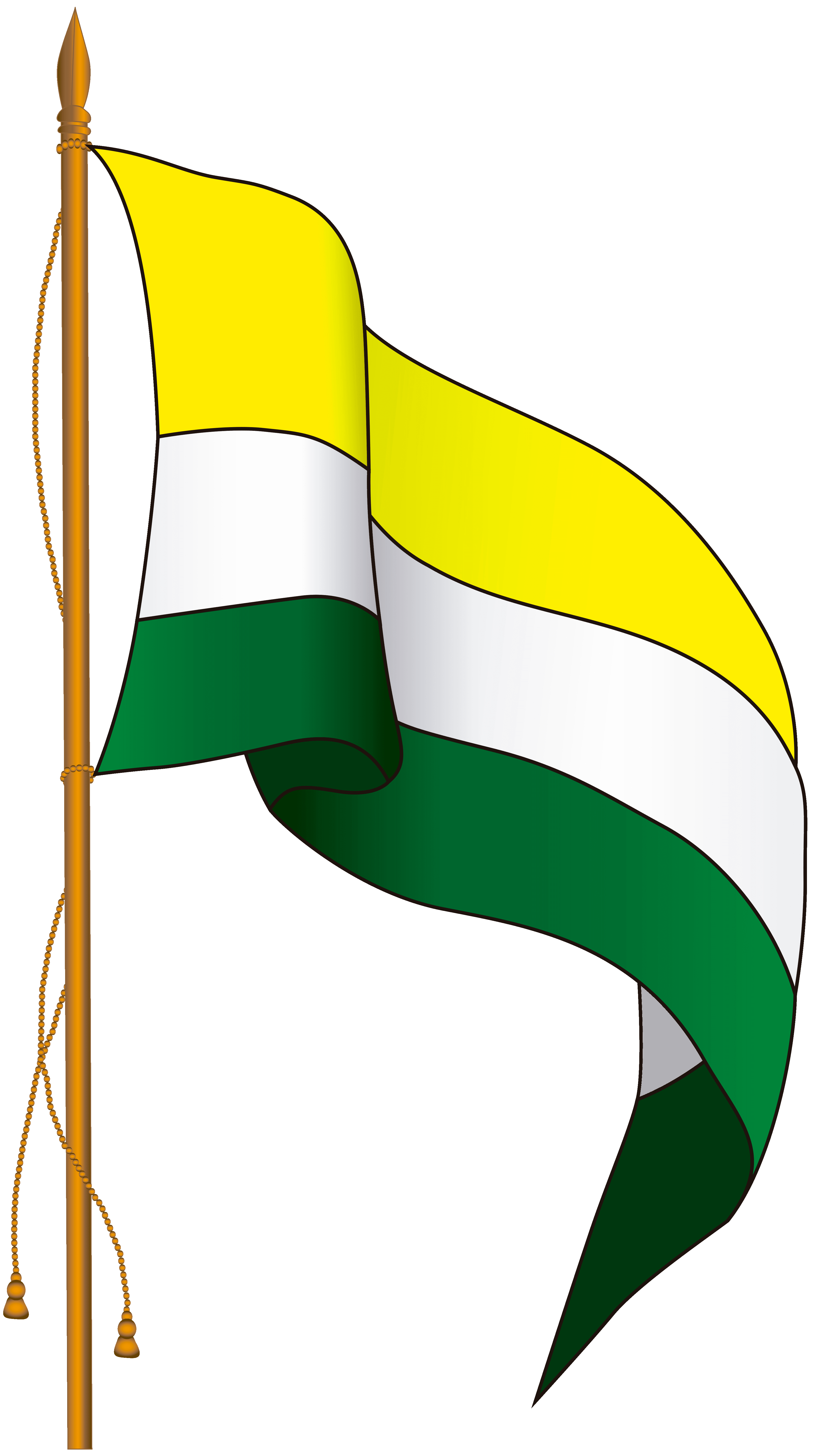 Bandera de la parroquia Muluncay Grande: franjas amarilla, blanca y verde